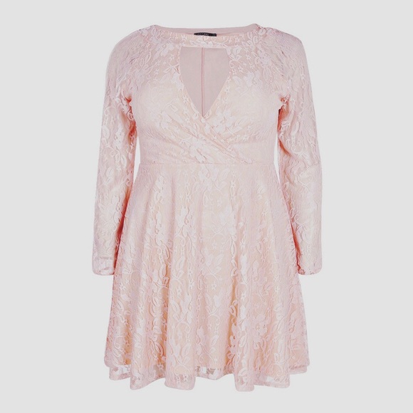 Boohoo Plus Dresses & Skirts - ❗️ boohoo Sz 14 Plus Lace Skater Dress Blush